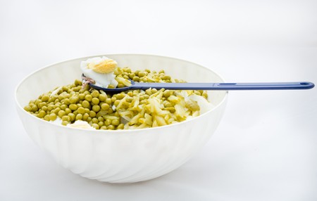 White bowl of unmixed saladの写真素材