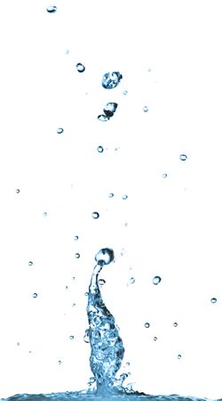 Blue water splash isolated on whiteの写真素材