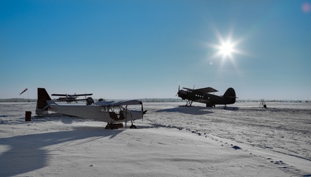 Small north airfield with planes
