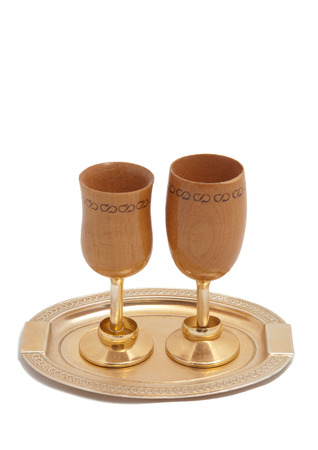 Picture of two wedding retro-styled wineglassesの写真素材