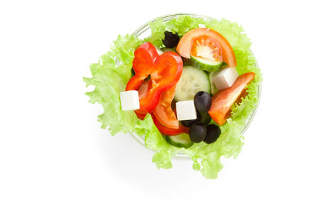 Picture of greek salad isolated on whiteの写真素材