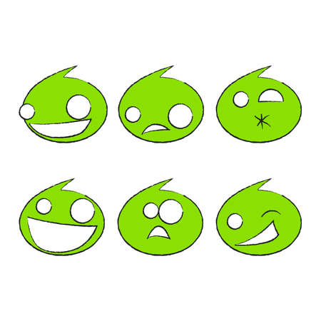 Set of green emoticons