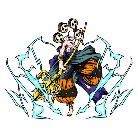 Enel Design For Simple Cool Anime T-shirt Screen Printing, can be re-edited and you can change the color at willのイラスト素材