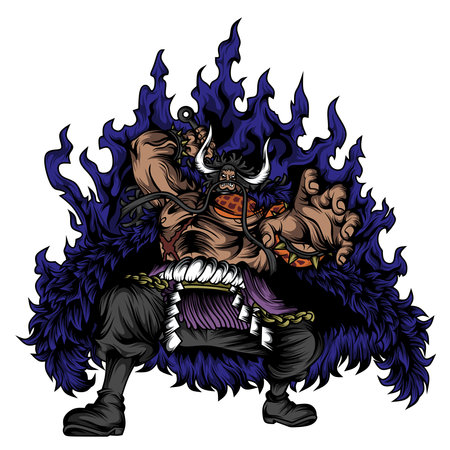Kaido Design For Simple Cool Anime T-shirt Screen Printing, can be re-edited and you can change the color at willのイラスト素材