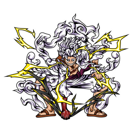 Luffy Gear 5 Design For Simple Cool Anime T-shirt Screen Printing, can be re-edited and you can change the color at willのイラスト素材