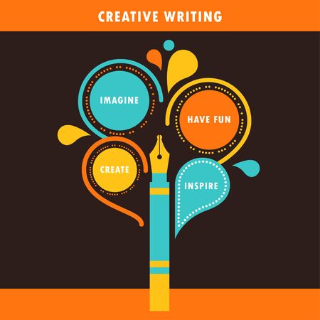 Education and Creative Writing Infographics. Colourful Vector Templateのイラスト素材