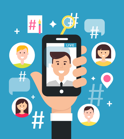 Attracting Followers with Live Video Streaming from Smart Phoneのイラスト素材