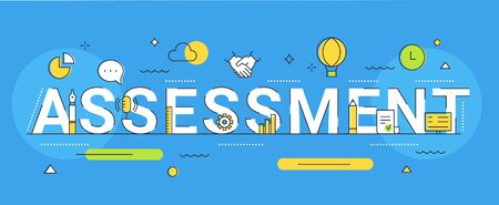 Assessment Word. Flat Icons Signs and Symbols. Flat Vector Designのイラスト素材