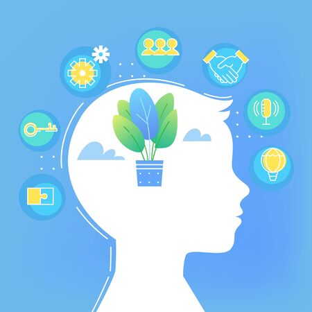 Children Brain Development. Soft Skills and Growth Mindset Concept Vector Illustrationのイラスト素材