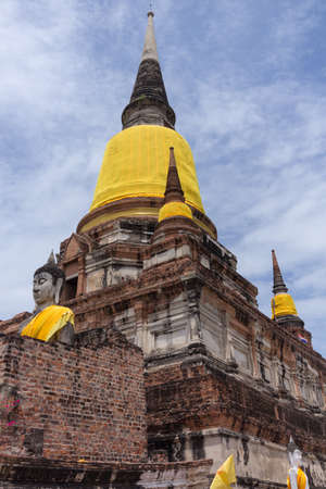 Wat Yai Chaimongkol, Ayutthaya, Thailand.の写真素材