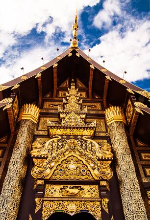 Beautiful temple door in the north of Thailandの写真素材