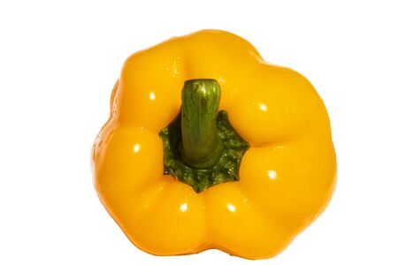 yellow peppers isolated on white background. With clipping pathの写真素材