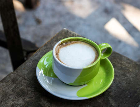 cup of coffee on tableの写真素材