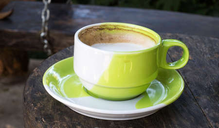 cup of coffee on tableの写真素材