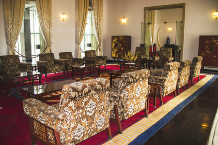 Ho Chi Minh City, Vietnam - Feb 24 2017: State Banqueting Hall at Independence Palace. a famous Historical Museum in Ho Chi Minh City, Vietnam.のeditorial素材