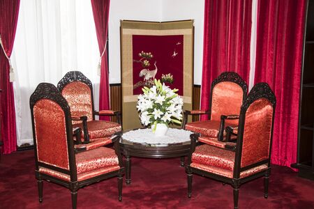 Ho Chi Minh City, Vietnam - Feb 24 2017: State Banqueting Hall at Independence Palace. a famous Historical Museum in Ho Chi Minh City, Vietnam.のeditorial素材
