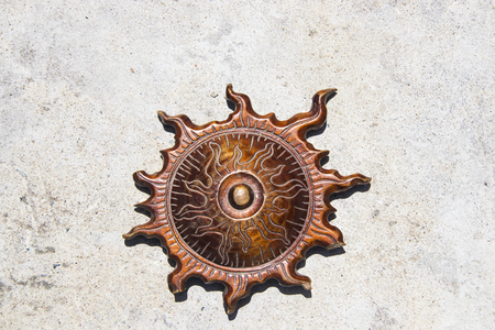 Wooden sun symbolの写真素材