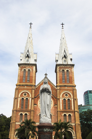 HO CHI MINH CITY, VIETNAM - Feb 24 , 2017 :  The Notre-Dame Cathedral in Ho Chi Minh City. This cathedral was constructed between 1863 and 1880.の写真素材