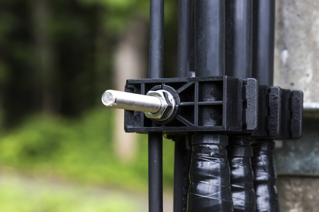  Power connector at power polesの写真素材