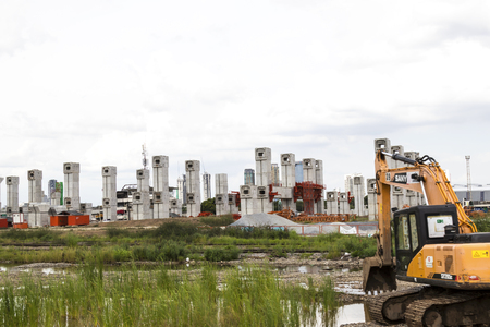 Construction project Electric Railway in Bangkok Thailandのeditorial素材