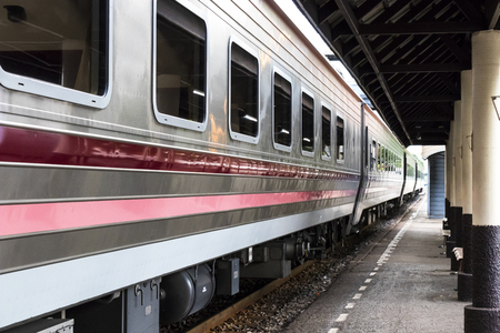 Samsen - Thailand - July 02, 2017: Thai Railways regional train on Track One at the Samsen Railway...