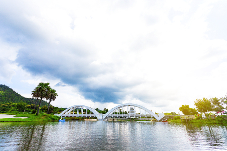River Bridge Railroad Built during World War II by Japanese troops located in Lamphun, Thailand.のeditorial素材