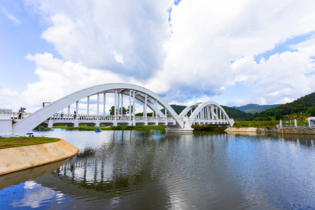 River Bridge Railroad Built during World War II by Japanese troops located in Lamphun, Thailand.のeditorial素材