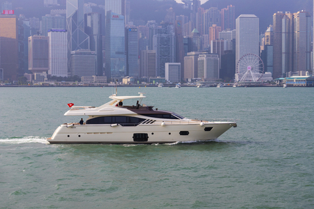 Hong Kong - November 24, 2018:   Victoria Harbour in Hong kong,Tsim Sha Tsui, Hong Kong,Landmark city view in Hongkong.Looks from Kowloon to Hong Kong Island.のeditorial素材