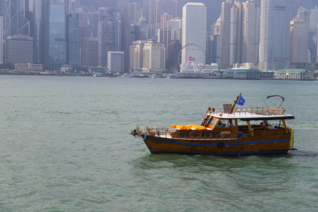 Hong Kong - November 24, 2018:   Victoria Harbour in Hong kong,Tsim Sha Tsui, Hong Kong,Landmark city view in Hongkong.Looks from Kowloon to Hong Kong Island.のeditorial素材