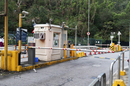 security barrier entrance to the car parkの写真素材
