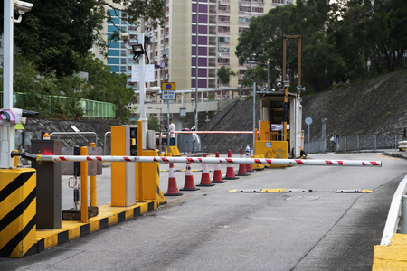 security barrier entrance to the car parkの写真素材
