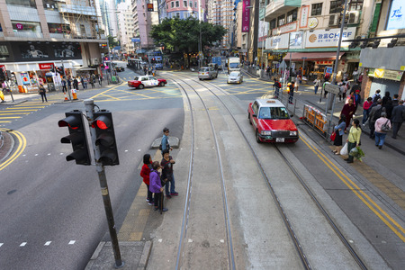 Causeway Bay, Hong Kong - 23 November 2018: Land traffic On the street in Hong Kong there are comfortable. People walking across the road safely.のeditorial素材