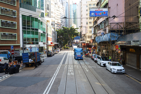 Causeway Bay, Hong Kong - 23 November 2018: Land traffic On the street in Hong Kong there are comfortable. People walking across the road safely.のeditorial素材
