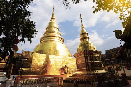 CHIANGMAI, THAILAND - FEBRUARY 17, 2019 : Pagoda in Wat Phra Singh in Chiangmai, Thailand. Wat Phra Singh is the famous Buddhist temple in downtown of Chiang Maiのeditorial素材