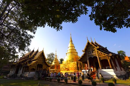 CHIANGMAI, THAILAND - FEBRUARY 17, 2019 : Pagoda in Wat Phra Singh in Chiangmai, Thailand. Wat Phra Singh is the famous Buddhist temple in downtown of Chiang Maiのeditorial素材