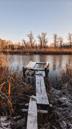 Place to fish in winterの写真素材