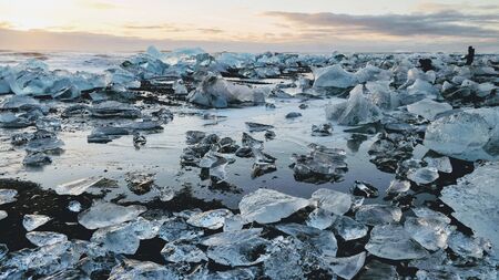 Diamond beach in iceland during dawn