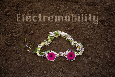 Electromobility flower car environmental conceptの写真素材