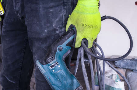 A worker and a drillの写真素材