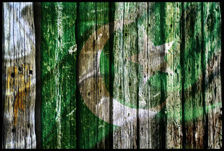 Pakistan flag on wooden wallの写真素材