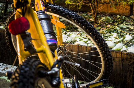 Parked empty bikeの写真素材