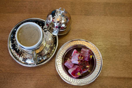 Turkish coffee and Turkish delightの写真素材