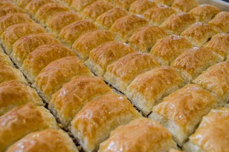 Newly baked baklava ready for serviceの写真素材