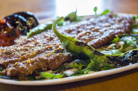 Traditional Turkish Adana Kebab and spicesの写真素材