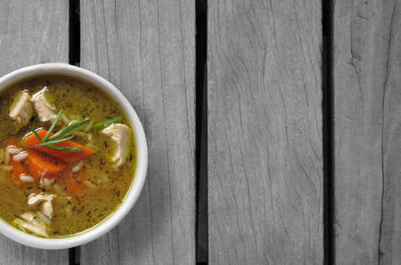 chicken soup with riceの写真素材