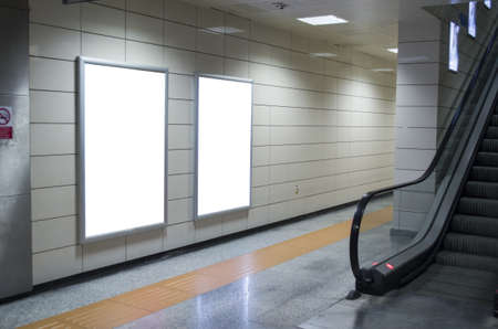 Blank billboard in subway stationの写真素材