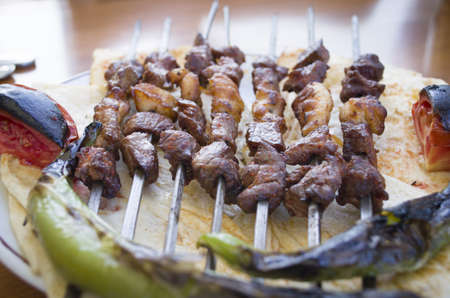 shish kebab on skewers