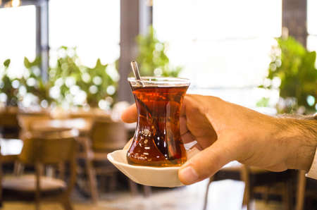 turkish tea with traditional tea glass