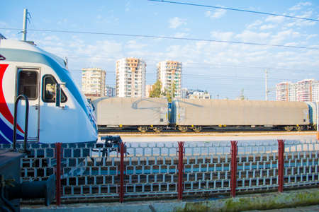 modern high speed train moves fast along the platformのeditorial素材