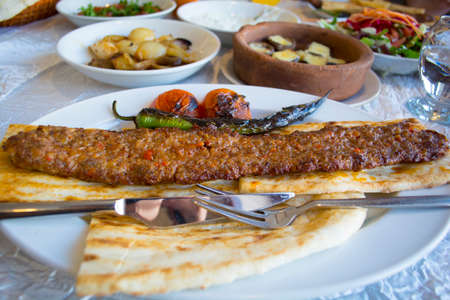 turkish and arabian traditional adana and urfa kebab minced meat kebab turkish food cultureの写真素材